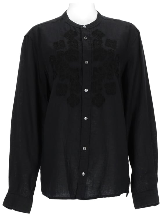 P.A.R.O.S.H. Embroidered Lightweight Linen Shirt with Button-Down Front