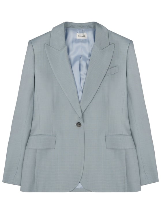 P.A.R.O.S.H. Single-Breasted Tailored Blazer in Muted Blue Viscose