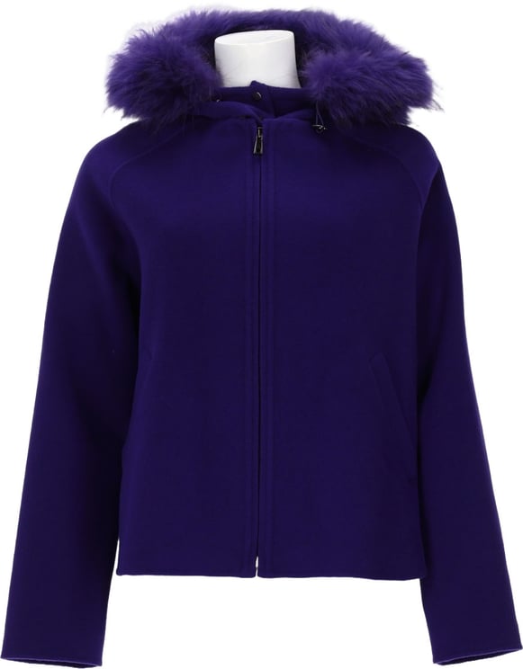 P.A.R.O.S.H. Cropped Wool Jacket with Plush Fur Trim