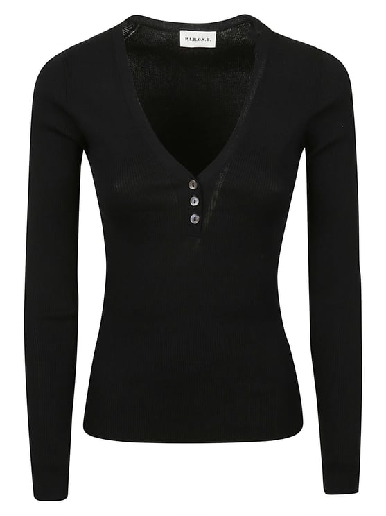 P.A.R.O.S.H. Cipria26 V Neck Long Sleeve Sweater Black