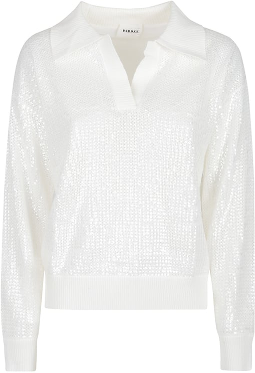 P.A.R.O.S.H. Cobalto Polo Neck Sweater White