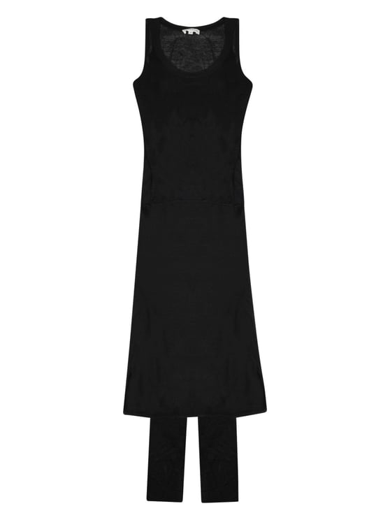 P.A.R.O.S.H. Black Sleeveless Linen-Blend Tunic Top