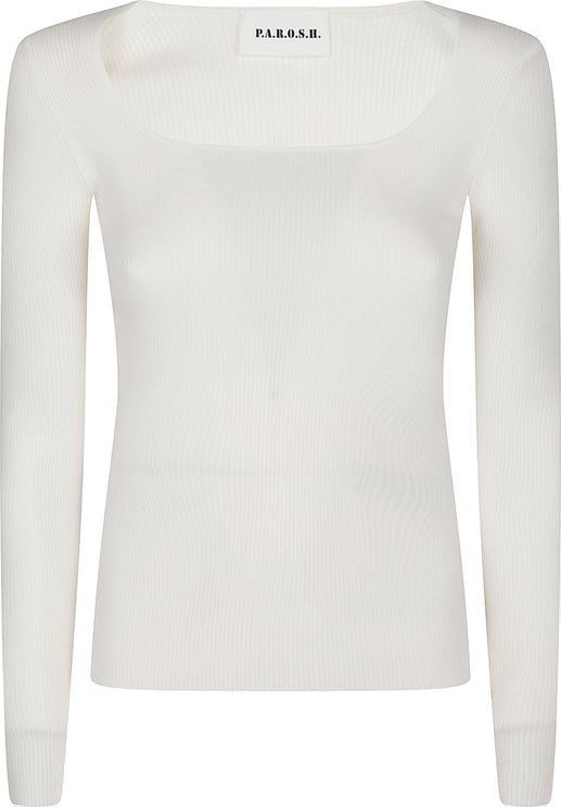 P.A.R.O.S.H. Long U Neck Long Sleeve Sweater Nude