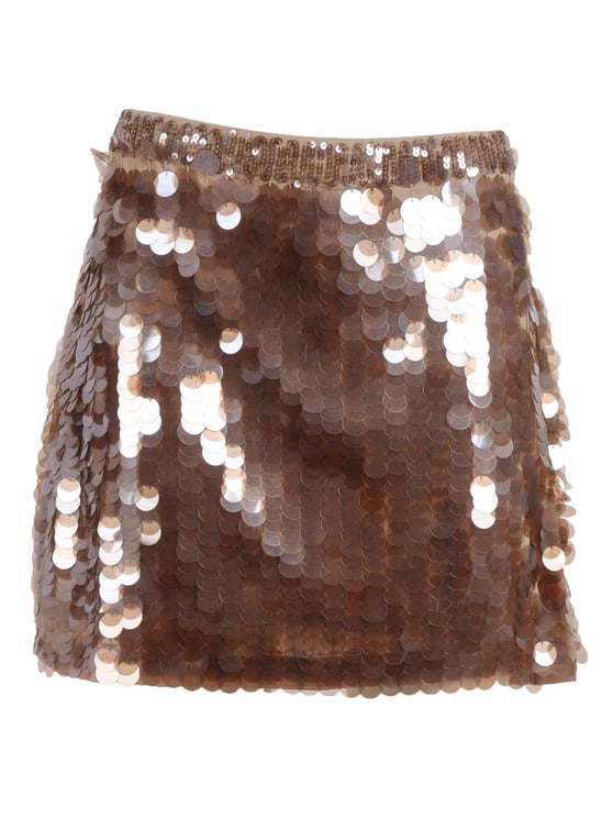 P.A.R.O.S.H. Shimmering Sequin Elastic Mini Skirt