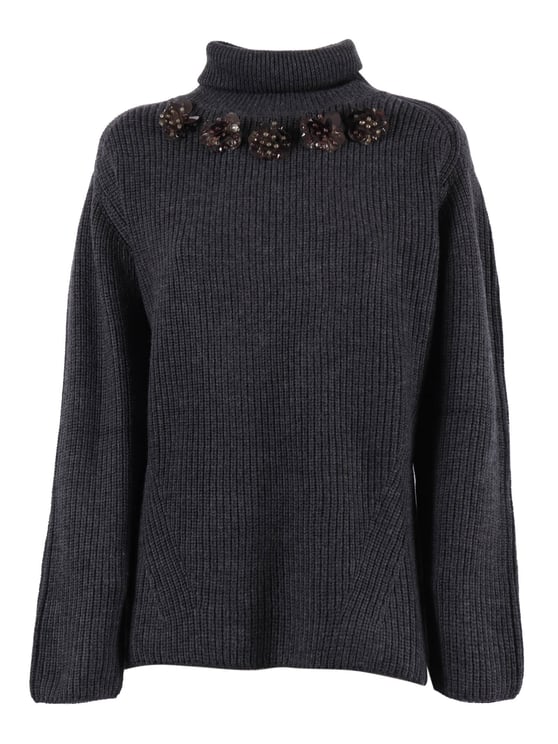 P.A.R.O.S.H. Ribbed Knit Floral Sweater