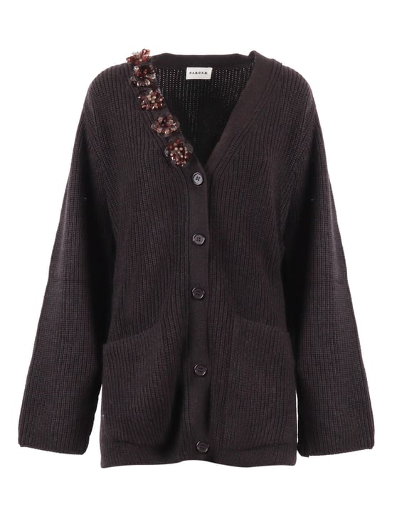 P.A.R.O.S.H. Chunky Ribbed Floral Cardigan