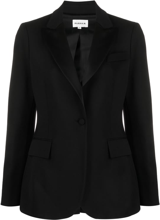 P.A.R.O.S.H. Black Tailored Textured Wool Blend Blazer