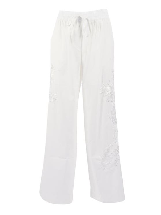 P.A.R.O.S.H. Wide Leg Embroidered Drawstring Straight-Leg Pants