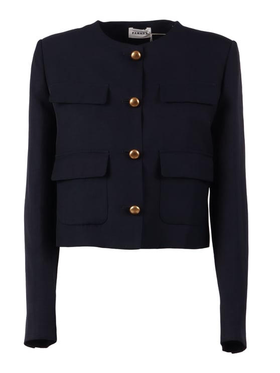 P.A.R.O.S.H. Cropped Structured Gold Button Jacket