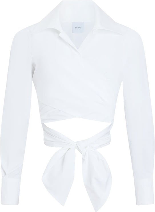 Patou Collared Knotted Front Cut Out Back Top