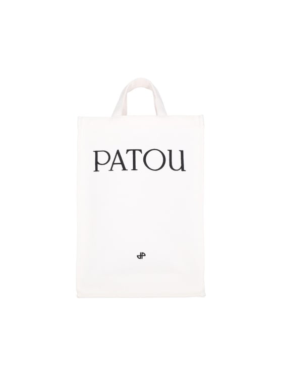 Patou Vertical Logo Tote Bag – White