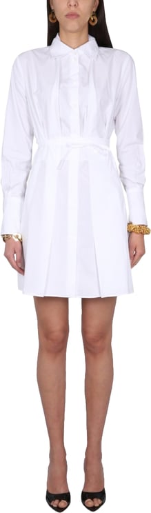 Patou Pleated Shirt Dress With Button Closure