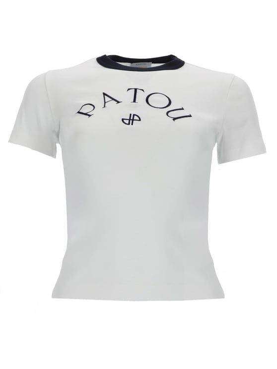 Patou Fitted Adorned Contrasting Trim T-Shirt
