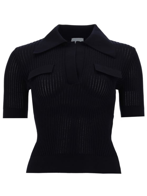 Patou Patou Ribbed Semi-Sheer Polo Shirt