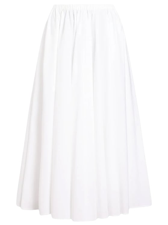 Patou White Soft Pleats Flowing Midi Skirt