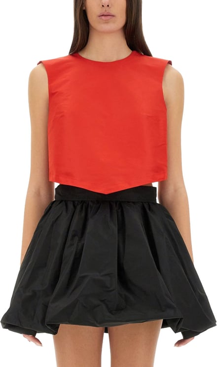 Patou Cropped Red Top With Open Back