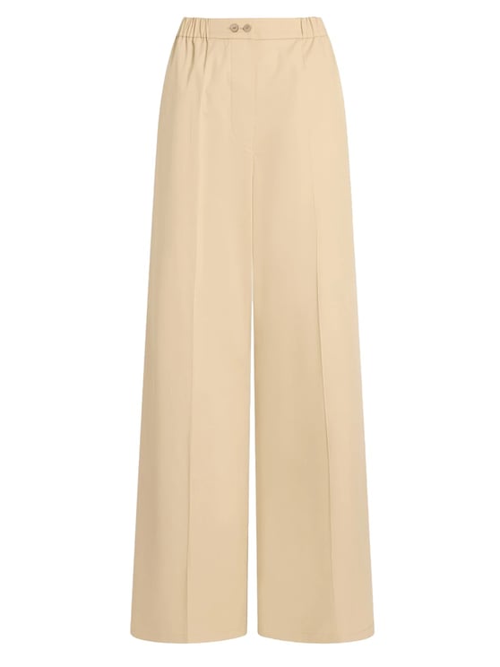 Patou Neutrals Pleated Front Creases Organic Cotton Wide-Leg Pants