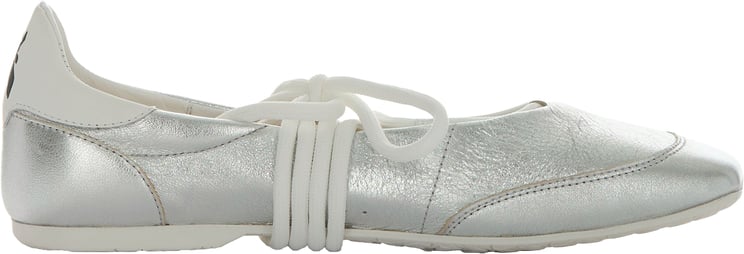 Patrizia Pepe Silver Dancing Skin Laminated Ballet Flats