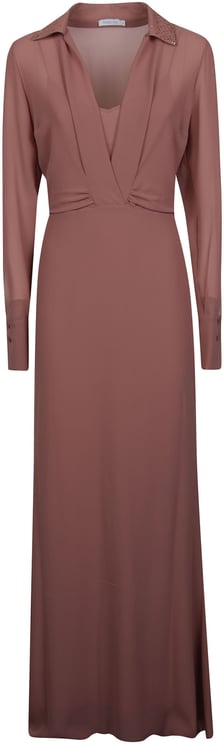 Patrizia Pepe Long Sleeve Dress Brown