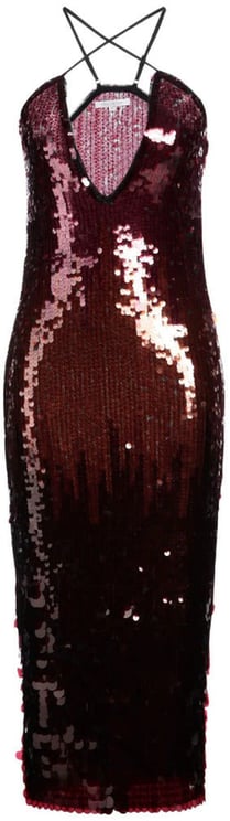 Patrizia Pepe Dress Sequins Degrade Burgundy