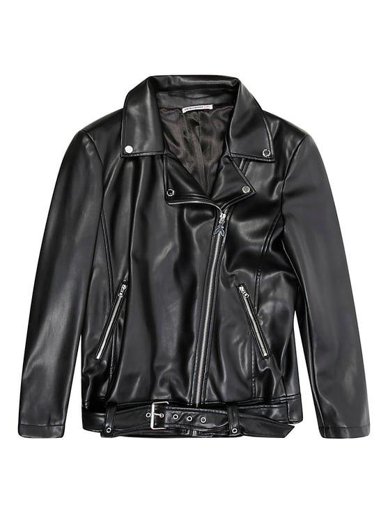 Patrizia Pepe Asymmetrical Black Eco-Leather Biker Jacket