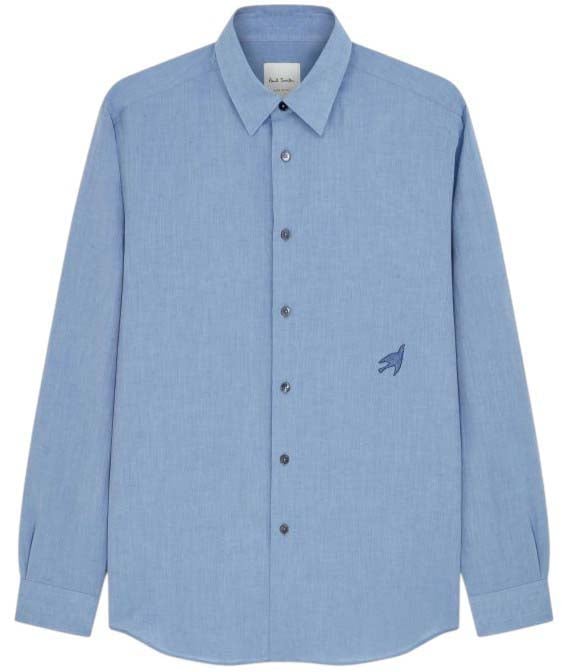 Paul Smith Chemise bleu clair colombe brodée coton lin Paul Smith Homme M1R 901UE V03007 41