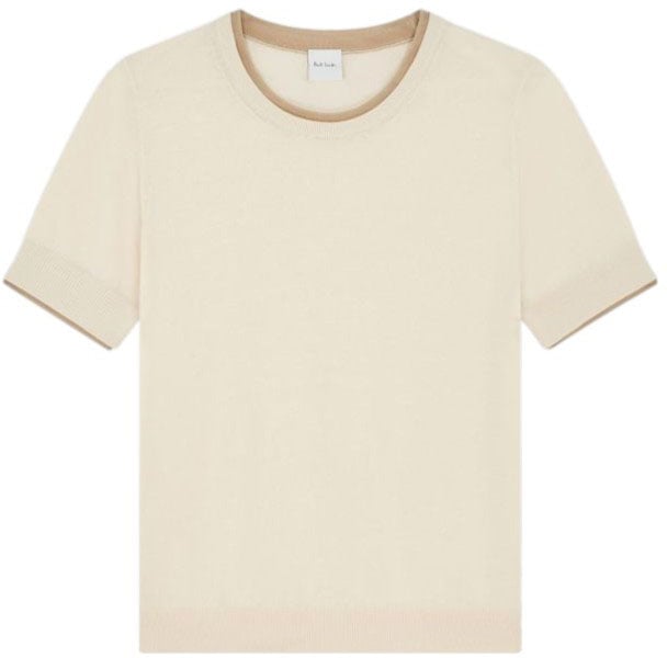 Paul Smith Maille manches courtes vanille col manches vert Paul Smith Femme W1R 689N V11235 04