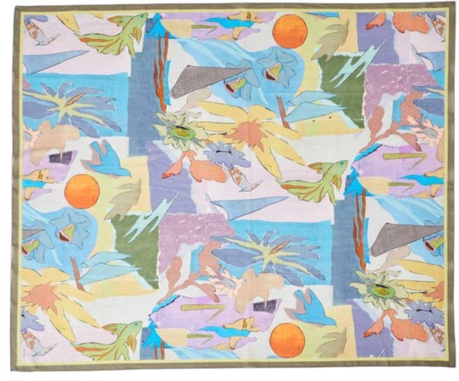 Paul Smith Chèche print poissons oiseaux fleurs bleu mauve Paul Smith Homme Femme M1A 150B U947 43