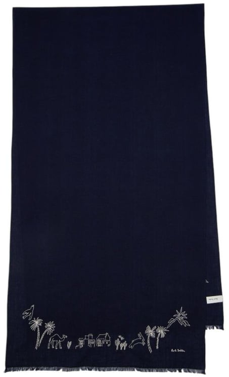 Paul Smith Foulard uni navy brodé blanc mauritius Paul Smith Homme Femme M1A 150M U949 49