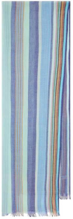 Paul Smith Foulard rayé ciel bleu turquoise Paul Smith Homme Femme M1A 150C U999 45