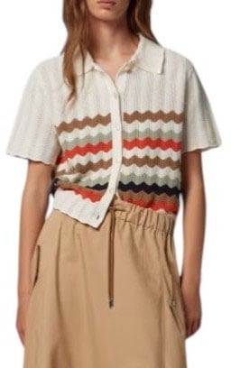 Paul Smith Cardigan écru crochet rayures taupe orange Paul Smith Femme W2R 821N V31450 02