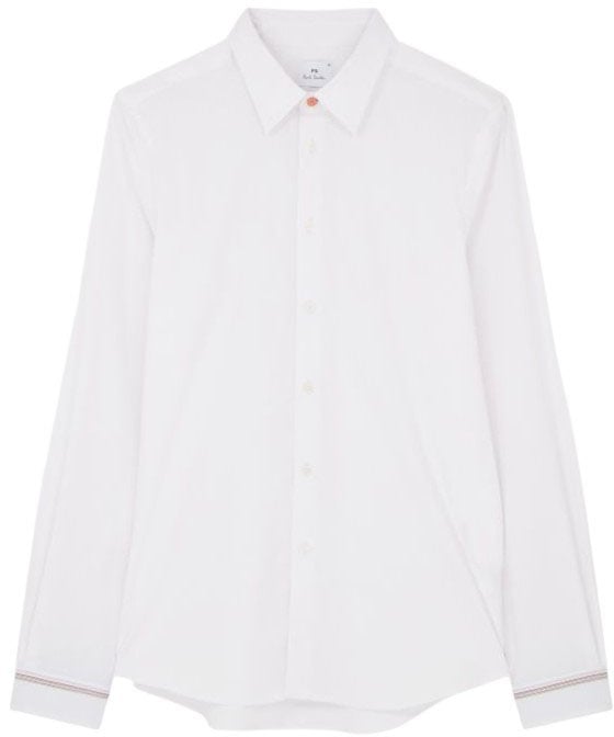 Paul Smith Chemise blanche coton stretch bande rayée poignets Paul Smith Homme M2R 610PE V22263 01