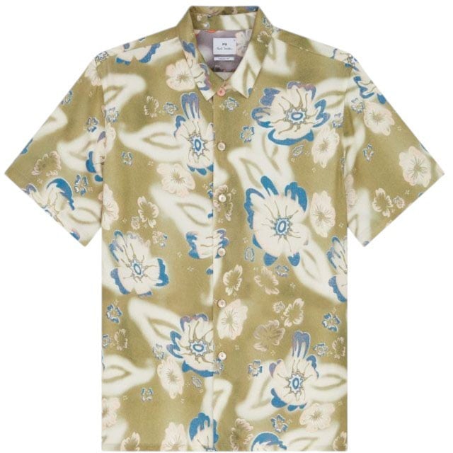 Paul Smith Chemisette vert clair hawaï fleurs bleu ecru Paul Smith Homme M2R 695U V22652 36