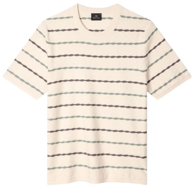 Paul Smith Maille manches courtes écru rayé bleu mauve Paul Smith Homme M2R 823Z V22677 04