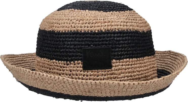 Paul Smith Beige Striped Woven Raffia Hat