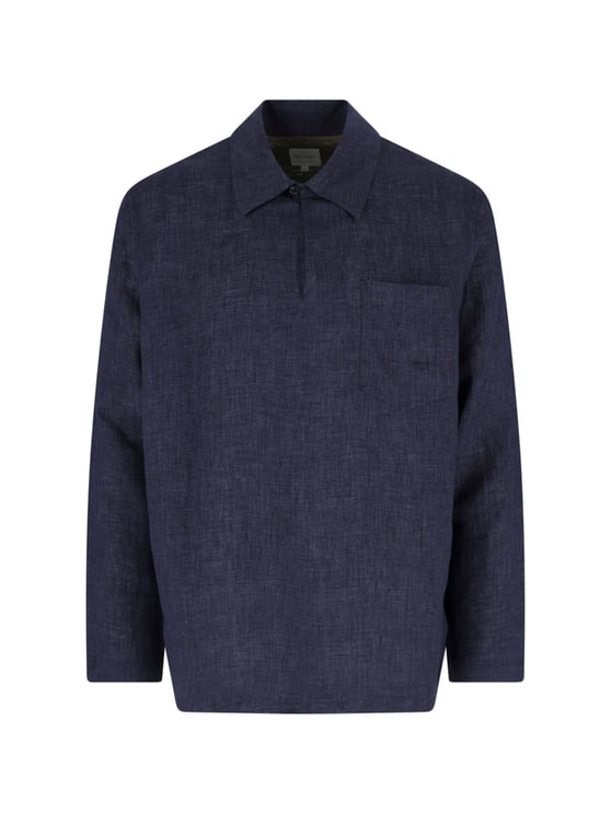 Paul Smith Navy Blue Classic Collar Linen Shirt