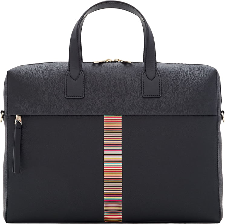 Paul Smith Black Leather 'Signature Stripe' Trim Folio