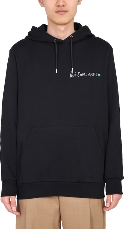 Paul Smith Black Hooded Sweatshirt With Graphic Accents