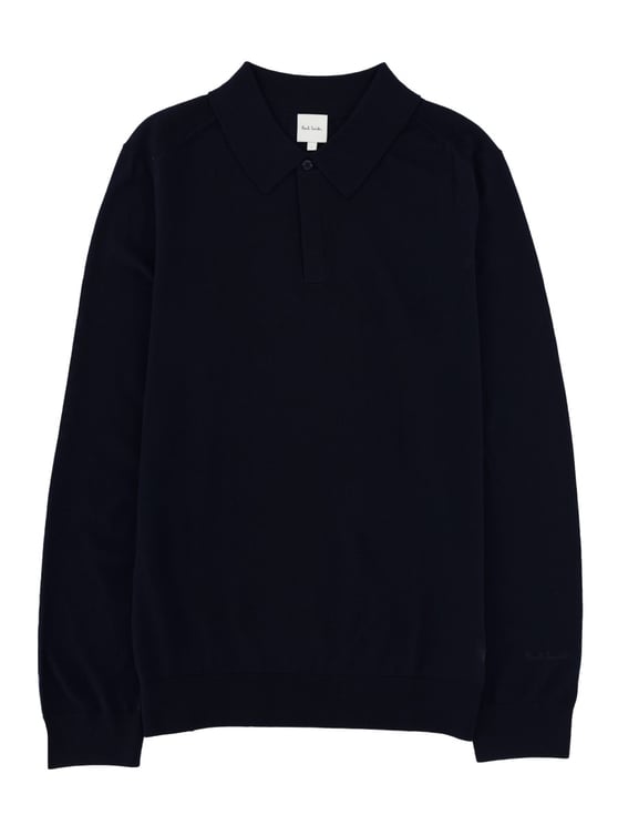 Paul Smith Neutrals Long-Sleeve Fine Merino Wool Polo Shirt