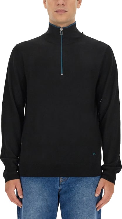 Paul Smith Slim-Fit Black Jersey With High Collar