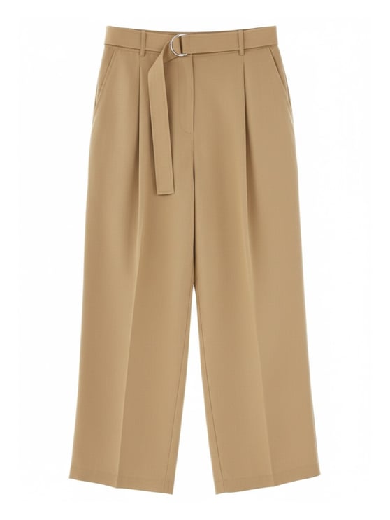 Paul Smith Neutrals High Waist Belted Lyocell-Linen Wide-Leg Pants