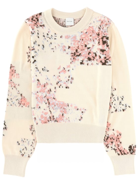 Paul Smith Neutrals Abstract Floral Mohair-Blend Sweater