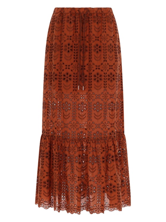 Paul Smith Neutrals Perforated Floral Pattern Maxi Skirt