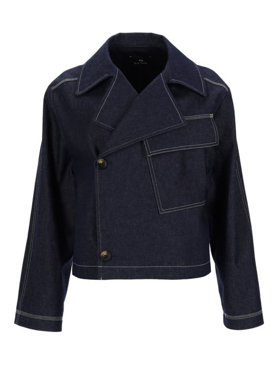 Paul Smith Cropped Deep Indigo Contrast Stitching Jacket
