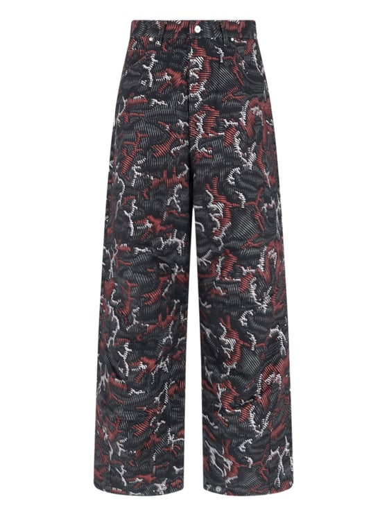 PDF di Domenico Formichetti Black Abstract Pattern Wide-Leg Trousers