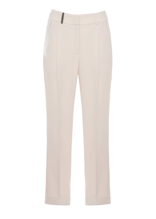 Peserico Beige Embellished Straight-Leg Pants