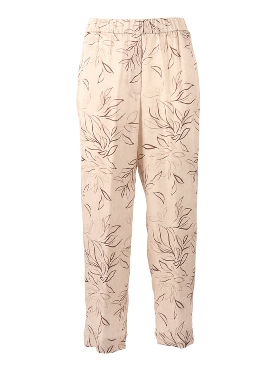 Peserico Woman Trousers Leaf Pattern Straight-Leg Pants