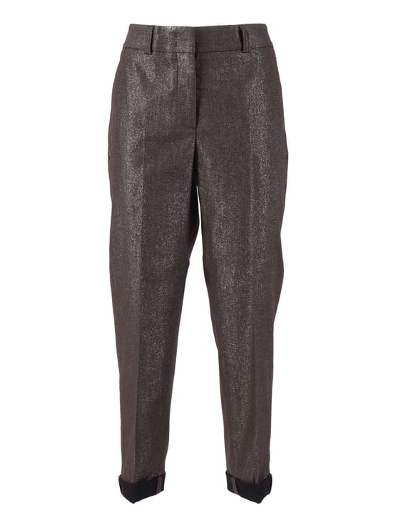 Peserico Woman Trousers Metallic Straight-Leg Pants
