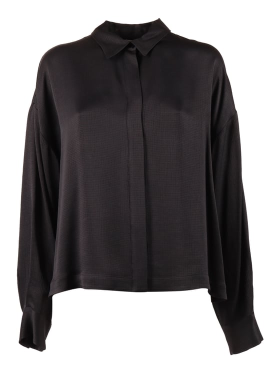 Peserico Black Blouse Boxy Collar Blouse