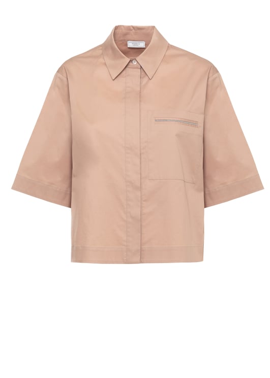 Peserico Brown Cotton Embellished Shirt